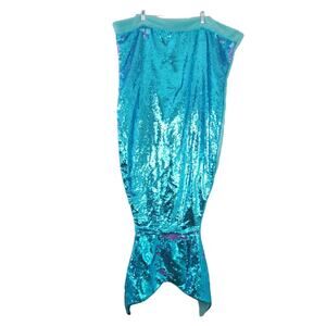 Justice Mermaid Tail Sleeping Bag Reversible Sequins, Blue Fleece, One Size